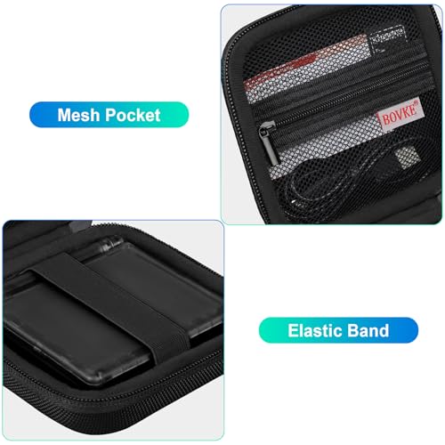BOVKE Carrying Case Compatible with Anbernic RG35XXSP / RG34XX SP Handheld Game Console, Clamshell Retro Games Consoles Flip Hand-held System Holder with Mesh Pocket for Cables and Accessories, Black - style: Black Case