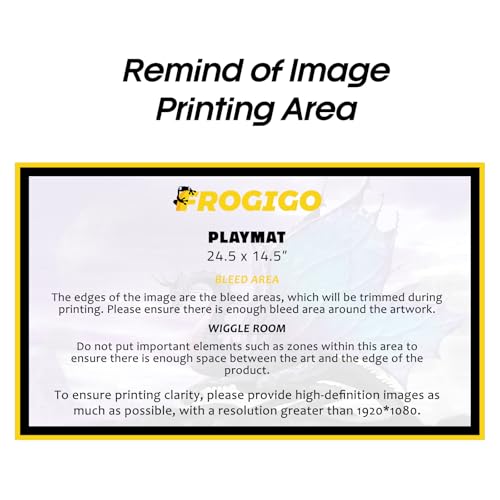 FROGIGO Custom Playmat 24" x 14" Non-Slip with Mat Bag - Printable Play Zone & Optional Stitched Edging, Any Image Printed Your Design Tournament and Card Game Legal