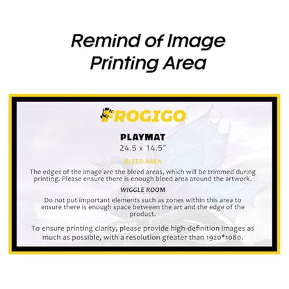 FROGIGO Custom Playmat 24" x 14" Non-Slip with Mat Bag - Printable Play Zone & Optional Stitched Edging, Any Image Printed Your Design Tournament and Card Game Legal
