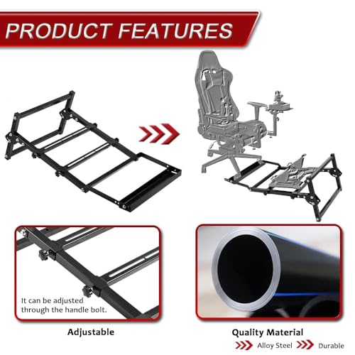 Supllueer Foldable Flight Racing Pedal Stand with Seat Slot Compatible with Logitech G29 G920 G923, Fit for Thrustmaster, Easy Storage Steering Wheel Frame, No Racing Wheel Stand Seat Pedal