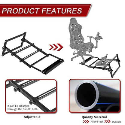 Supllueer Foldable Flight Racing Pedal Stand with Seat Slot Compatible with Logitech G29 G920 G923, Fit for Thrustmaster, Easy Storage Steering Wheel Frame, No Racing Wheel Stand Seat Pedal