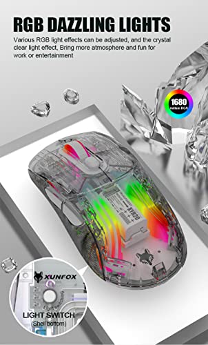 Bluetooth Wireless Mouse, Transparent RGB Mechanical Dual Mode Gaming Mouse, A Must-Have Cool USB Computer Mouse for Gaming and Esports - color: Black1