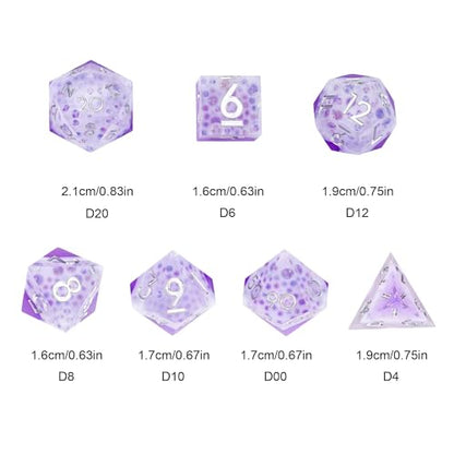 7PCS Cocktail Dice Set,Handmade Sharp Edge Dice Set D&D RPG Polyhedral Die,for Dungeons and Dragons TTRPG Games Roleplaying Games,with Gift Box.(Purple) - color: Cocktail Purple