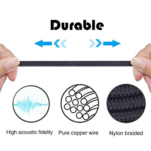 NewFantasia 3.5mm to 3.5mm Male Audio Cable Compatible with Skullcandy Hesh, Hesh 2, Hesh3, Crusher, Grind Headphones, Remote Volume Control Mic Compatible with Samsung Galaxy Android Phone