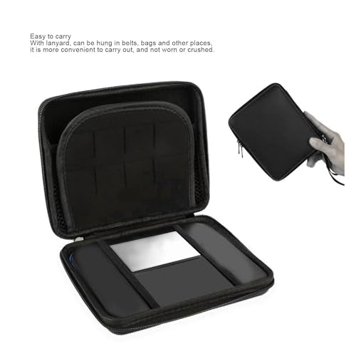 Carrying Case for 2DS with 8 Game Card Holders Protective Hard Shell Travel Carrying Case Pouch for Console Accessories Shockproof Dust Proof (Black) - color: Black