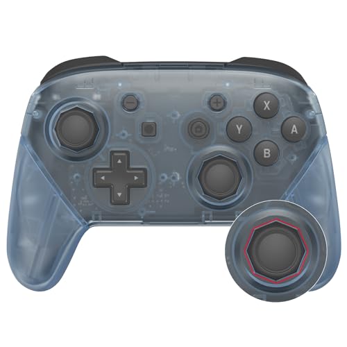 eXtremeRate Glacier Blue Octagonal Gated Sticks Faceplate Backplate Handles Cover, DIY Replacement Grip Housing Shell for Nintendo Switch Pro Controller- Controller NOT Included - color: Clear Glacier Blue