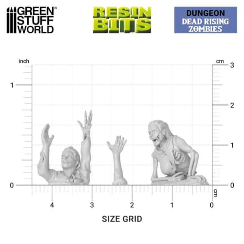 Green Stuff World Dead Rising Zombies Miniatures Set – 1:48 Scale Unpainted Resin Figures for Tabletop Games, Dioramas, and Miniature Painting – 3D Printed Undead Models for RPGs & Hobby Collections