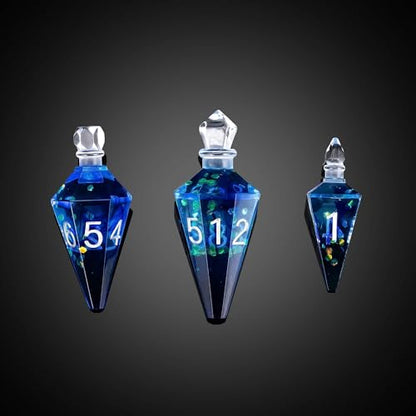 7PCS Potion DND Dice Set,Transparent Sharp Edge Dice Set D&D RPG Polyhedral Dice,for Dungeons and Dragons TTRPG Games Roleplaying Games.(Blue Silk with Scale) - color: Blue Silk With Scale