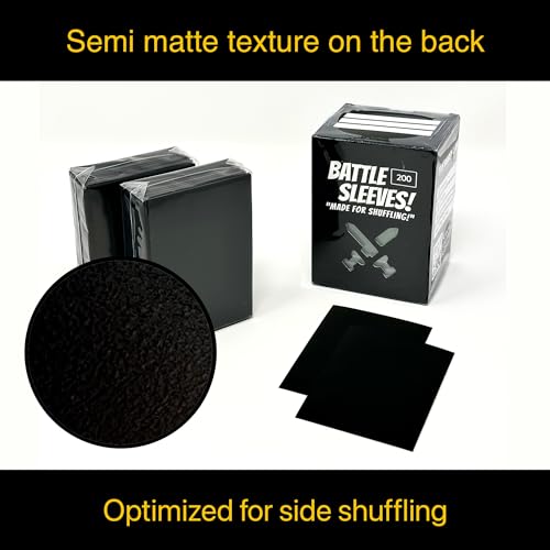 Battle Sleeves! Semi Matte for Standard Sized Trading Cards | Super Easy to Shuffle! | 200 Count | Black - color: Black