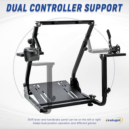 Mokapit Racing Wheel Stand Fit for Logitech/Thrustmaster/PXN G25 G27 G29 G920 T300RS T500RS Foldable Adjustable Steering Wheel Stand without Steering Wheel Pedal Handbrake