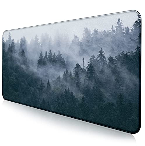 Gray Forest Mouse Pad with Seam Edge Design, Non Slip Rubber Keyboard Pad | Large Extended Mouse Pad; Full Desk Coverage; Waterproof Coating; Stable Anti-Slide Base For Gaming, Office, Study Daily Use - color: Grey Forest