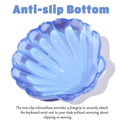 Gel Wrist Rest for Keyboard and Mouse Transparent Blue Shell Keyboard Wrist Rest Set Ergonomic Cute Clear Cool Ocean Beach Mouse Wrist Pad Silicone Non-Slip Support for Computer Gaming Home Office - color: Seashell Blue