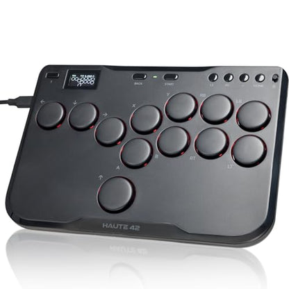 JZW-Shop Haute42 Leverless Arcade Stick P12, All-Button Arcade Controller | Compatible with PC, PS4, PS3, Steam Deck, Switch, Turbo & Custom RGB, Supports Hot-Swap & SOCD