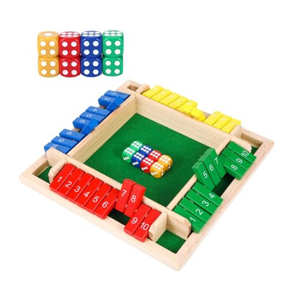 Shut The Box Game, Family Games for Adults, Classics Tabletop Math Skills Board Game, 2-4 Player Wood Board Shut The Box Dice Dame for Family Night Home Party and Pub