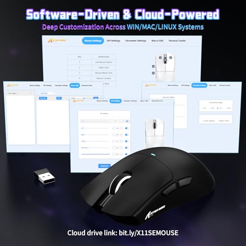ATTACK SHARK X11SE Wireless Gaming Mouse, 59g Lightweight, Black | Bluetooth/2.4Ghz Wireless/Wired Connectivity, 22K DPI, PixArt PAW3311 Gaming Sensor, 1K Polling Gamer Mice for PC/Mac - color: Black