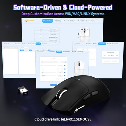 ATTACK SHARK X11SE Wireless Gaming Mouse, 59g Lightweight, Black | Bluetooth/2.4Ghz Wireless/Wired Connectivity, 22K DPI, PixArt PAW3311 Gaming Sensor, 1K Polling Gamer Mice for PC/Mac - color: Black