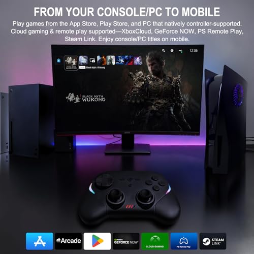 Joso Mobile Gaming Controller, Wireless Game Controller for iPad/Tablet/iPhone/Android/Switch/Switch 2/Lite/OLED/PC, Handheld Gamepad with Hall Effect Joysticks/Triggers/6-Axis Gyro - Black - color: Black