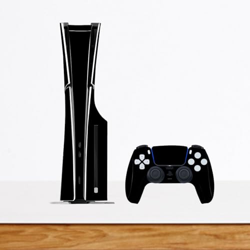 Solid Color Skin Wrap Compatible with PS5 Slim Disc Edition (Black) | Console Cover Protective Sticker, Game Controller Vinyl Wrap - color: Black