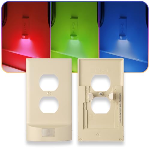 2 Pack - SnapPower Multi-Color GuideLight – Outlet Cover RGB Lights, Customizable Ambient Lighting/Mood Lighting for Home, Kitchen, Gaming Room, Kids Bedroom, Nursery, Holiday Decor (Ivory, Duplex) - color: Ivory, size: Duplex