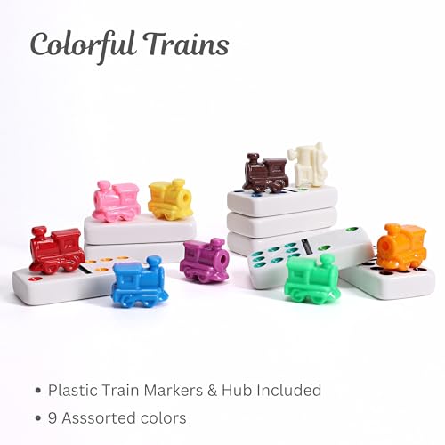 WE Games Mexican Train Dominoes, Double Twelve - Premium Ivory Tiles, Colorful Dots, Family and Adult Board Game