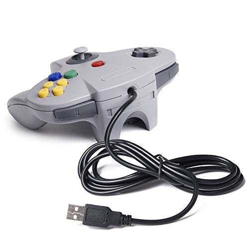 iNNEXT 2 Pack USB N64 Controller, Wired PC Gamepad [3D Analog Stick] Compatible for Windows PC iOS MAC Linux Raspberry Pi Genesis Higan Project 64 Retropie OpenEmu Emulator (Plug & Play) (Grey)