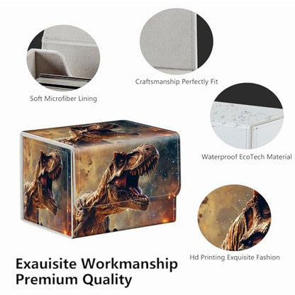 Strong Magnet Card Case Deck Box MTG Card Box Playing Card Box Magic Deck Box TCG Up to 200 Cards Creative Pattern Trading Card Storage Box for Collectible Card Games, A Mad Tyrannosaurus Rex dinosaur - color: A Mad Tyrannosaurus Rex dinosaur