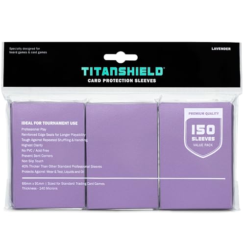 TitanShield Card Sleeves, Lavender (150 Sleeves) - Fits Pokemon, MTG | Compatible with Pokemon, MTG Magic the Gathering, One Piece, Lorcana, Flesh & Blood - Trading Card Deck Protectors - color: Lavender, size: Standard | 66x91mm