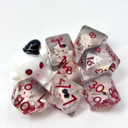 Sage's Portal Animal Familiars Resin DND Dice Set Polyhedral Dice Set for Dungeons and Dragons RPG Pathfinder Tabletop TTRPG (Sleepy Ghost + Figurine) - color: Sleepy Ghost + Mini Figure, style: Dice Set +Mini Figure
