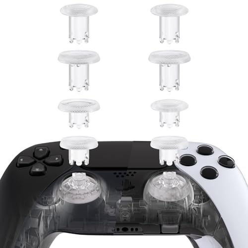eXtremeRate ThumbsGear V3 Interchangeable Ergonomic Thumbsticks for PS5 Controller, Replacement Analog Thumb Sticks for PS4 Controller - 4 Height Adjustable Convex & Concave Grip Joysticks - Clear - color: Clear