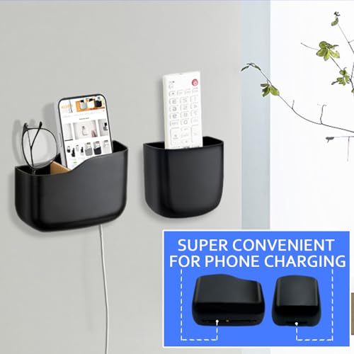 Remote Holder Wall Mount TV FAN Remote Control Holder Bedside Caddy Wall Organizer Phone Holder for Office Adhesive Media Player Controller Holder Box Tray Home Desk Nightstand 1 BIG 2 SMALL BLACK - color: 1BIG2SAMLL BLACK