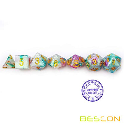Bescon Magical Stone Dice Set Series, 7pcs Polyhedral RPG Dice Set Fairy Spirit, Polybag Packing - color: Fairy Spirit in Polybag
