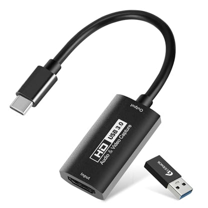 GUERMOK Video Capture Card, USB3.0 HDMI to USB-C Capture Device, 2K@30FPS | Stream & Record Gameplay at 1080P@60FPS, Compatible with Mac OS, Windows, Quest 3, OBS, Zoom, PS5/4, Switch, Xbox (Black) - color: Black