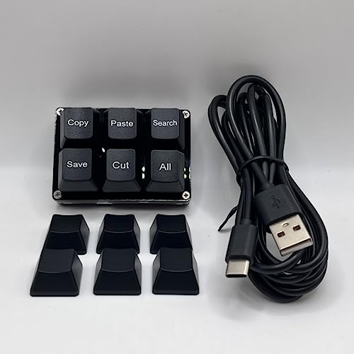 BTXETUEL Copy Paste Search Save Cut All 6-Key Keyboard One Handed OSU Keypad Programmable Mechanical Shortcut Macro Keyboard for Working and Gaming (Black) | Hot-swappable Mini Mechanica RGB Keypad for Macros and Rhythm Games Office Work Shortcut Keys - c
