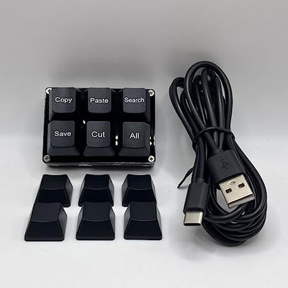 BTXETUEL Copy Paste Search Save Cut All 6-Key Keyboard One Handed OSU Keypad Programmable Mechanical Shortcut Macro Keyboard for Working and Gaming (Black) | Hot-swappable Mini Mechanica RGB Keypad for Macros and Rhythm Games Office Work Shortcut Keys - c