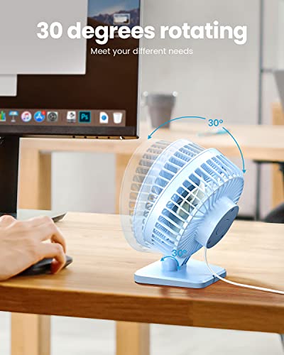 Gaiatop USB Desk Fan, Small But Powerful, Personal Portable Quiet 3 Speeds, Adjustable Mini Table Desktop fan for Cooling Home Office Car Summer Travel Gifts Light blue - color: Light blue