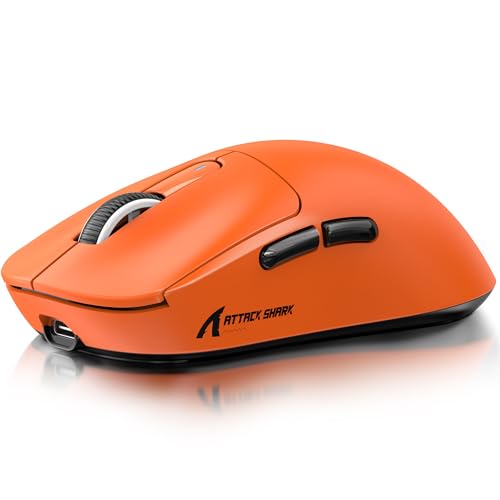 ATTACK SHARK X3 Wireless Gaming Mouse, 49g Ergonomic Computer Mouse, Triple Modes PAW3395 26K DPI Optical Sensor, 200h Battery Life, Programmable Buttons, Gaming Accessories for PC/Laptop/Mac(Orange) - color: Orange
