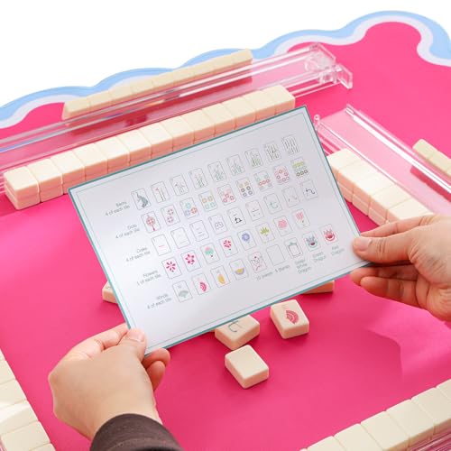 160 Engraved American Mahjong Game Set with Carrying Bag and Accessories, 1.2’’ Mahjong Tile Set - color: 1-ivory