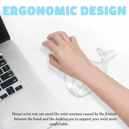Gel Wrist Rest for Keyboard and Mouse Transparent White Whale Elbow Pad Cushion Ergonomic Cute Clear Cool Mouse Wrist Pad Silicone Non-Slip Support for Computer Gaming Home Office Men Hand Pillow - color: Whale White