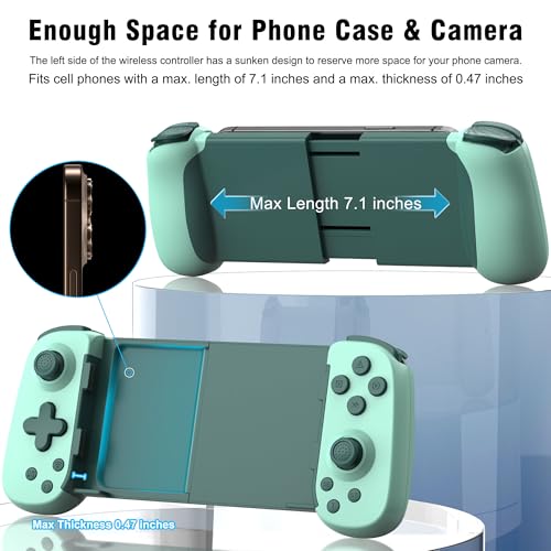 Joso Wireless Phone Controller for iPhone/Android, Mobile Game Controller with Hall Joystick Suitable for Xbox Cloud Gaming, PS Remote Play, Steam Link, Call of Duty & More - Green - color: Green | D6