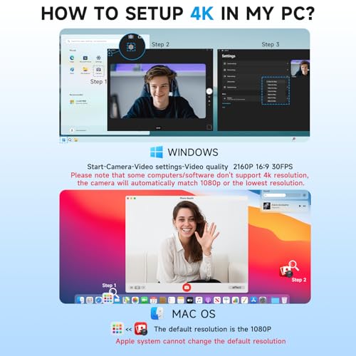 AOC 4k Webcam for PC with Microphone, Computer Camera with Noise Cancellation, Privacy Cover, 99° FOV, Plug & Play USB Webcam for Streaming, Conferencing, Zoom, Skype, Facetime, Laptop, PC, Skype - color: Black