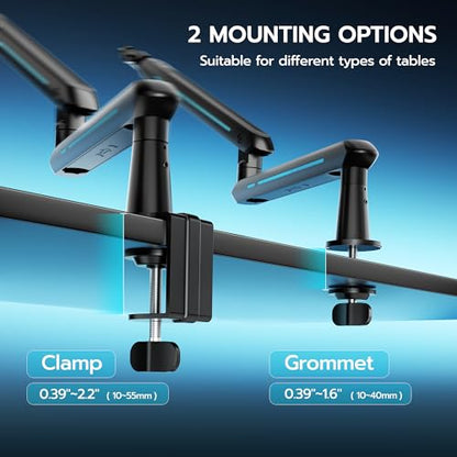 ARES WING Aluminum Low Profile Mic Arm with 4.4 lbs Load Capacity, Adjustable Microphone Boom Arm with 3/8” to 5/8” Screw Adapter, Desk Mount Mic Stand for Gaming Streaming Podcasting, Black - color: Black