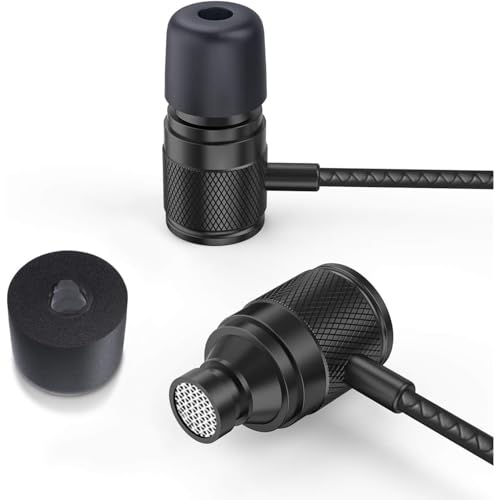 LUDOS Ultra Wired Earbuds in-Ear Headphones, 5 Years Warranty, Earphones with Microphone, Noise Isolating Ear Buds, Memory Foam for iPhone, Samsung, School Students, Kids, Women, Small Ears - Black - color: Black, style: 3.5 mm