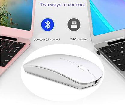 PEIBO Bluetooth Wireless Mouse for Laptop mac MacBook ipad MacBook air MacBook pro pc Desktop Computer Windows Chromebook Notebook (White) - color: WHITE