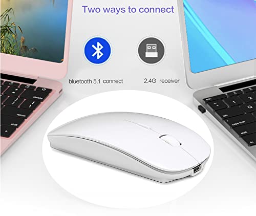 PEIBO Bluetooth Wireless Mouse for Laptop mac MacBook ipad MacBook air MacBook pro pc Desktop Computer Windows Chromebook Notebook (White) - color: WHITE