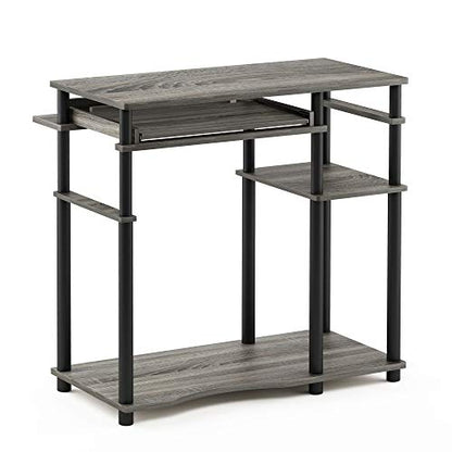 Furinno Abbott Computer Desk with Bookshelf, French Oak Grey/Black - color: French Oak Grey/Black, size: 19 Inch