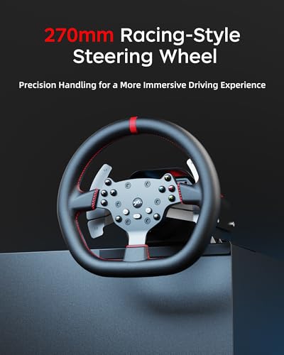 PXN V10 Ultra Direct Drive Gaming Steering Wheel for PC, PS4, Xbox – 3.2Nm Force Feedback, Servo Motor, 4 Paddle Shifters, Hall Pedals – Sim Racing Wheel for Driving Simulators and Racing Games