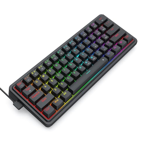 Redragon K722 60% Wired Gasket RGB Gaming Keyboard, 61 Keys Hot-Swap Compact Mechanical Keyboard w/Free-Mod Socket, 3-Layer Noise Dampening, Quiet Custom Linear Switch