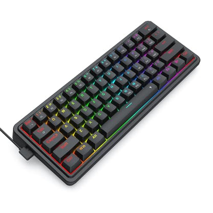 Redragon K722 60% Wired Gasket RGB Gaming Keyboard, 61 Keys Hot-Swap Compact Mechanical Keyboard w/Free-Mod Socket, 3-Layer Noise Dampening, Quiet Custom Linear Switch
