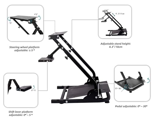 Marada stand - Multiple Adjustable - Easy to Fold - Carbon steel - Fit for Logitech G25 G27 G29 Steering Wheel, Black