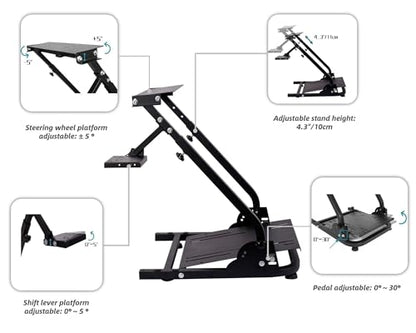 Marada stand - Multiple Adjustable - Easy to Fold - Carbon steel - Fit for Logitech G25 G27 G29 Steering Wheel, Black